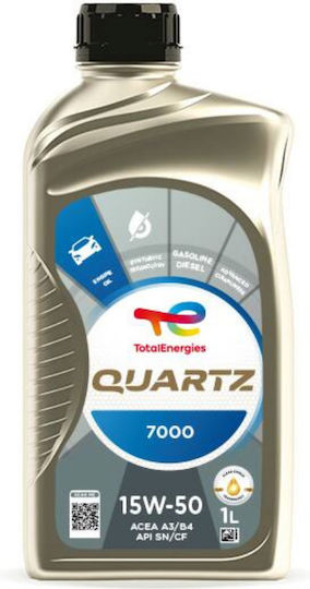 Total Quartz 7000 Ημισυνθετικό Λάδι Αυτοκινήτου 15W-50 1lt