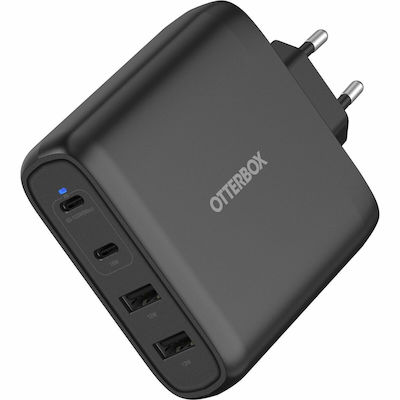 Otterbox Φορτιστής Χωρίς Καλώδιο GaN με 2 Θύρες USB-A και 2 Θύρες USB-C 100W Μαύρος (78-81343)