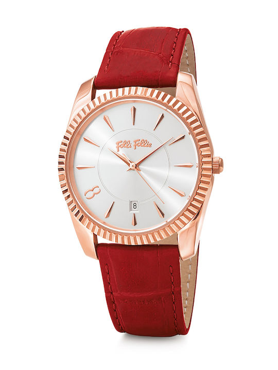 Folli Follie Дамски Часовник 38mm Кварцов с Червена Кожена Каишка