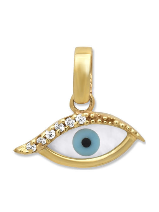 Goldjewels Charm Ochi Protector Din Aur Galben 9 Carate Cu Zircon