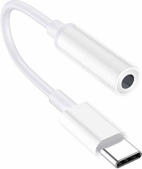 USB-C Male To 3.5mm Female Converter White 1 Piece HY-704