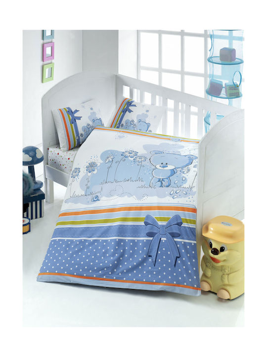 Babytale Baby Bettbezug Set mit Kissenbezug Blau 100x150cm.