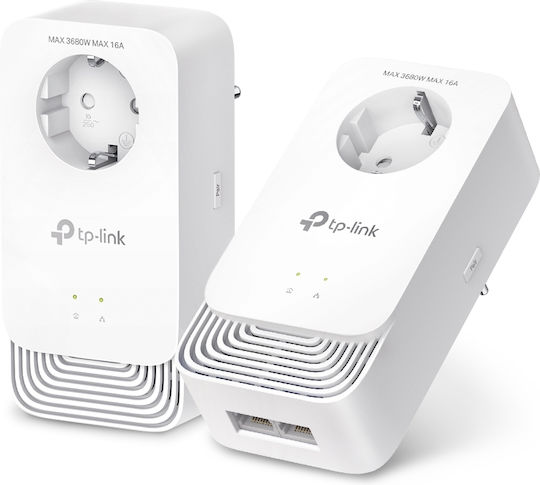 TP-LINK PG2400P KIT v1 Powerline Dublu pentru Conexiune prin Cablu cu Prin trecere Prize și 2 Porturi Gigabit Ethernet