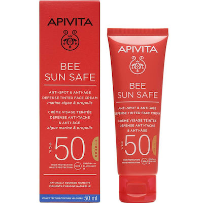 Apivita Bee Sun Safe Sonnenschutz Creme Für das Gesicht SPF50 mit Farbe Tinted 50ml