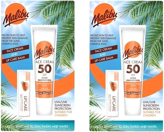 Malibu Αδιάβροχο Αντηλιακό Προσώπου & Χειλιών SPF50 40ml