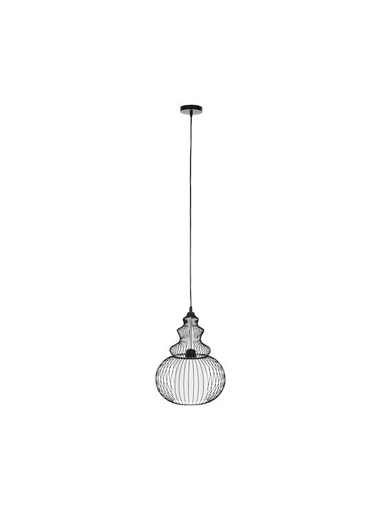 HomeMarkt Εκ Pendant Light Black with Socket E27 30.5x30x36cm