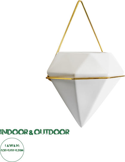 GloboStar Hanging Planter Ceramic White 20x10.5x30cm.