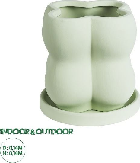 GloboStar Artificial Garden Athena Planter Ceramic Green with Stand 13x13x14cm.
