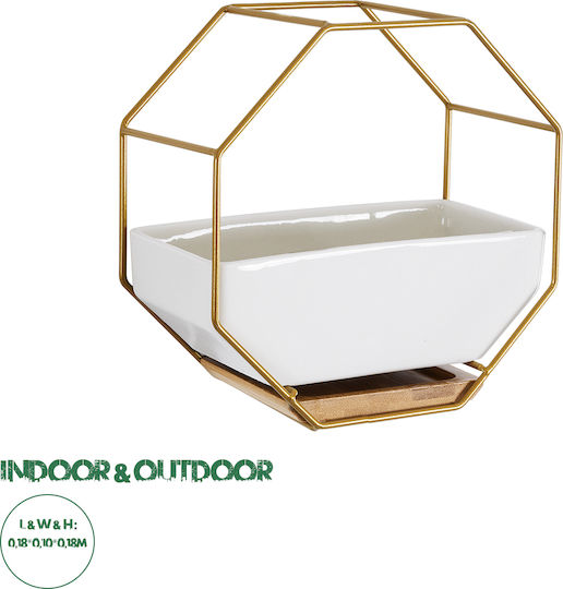 GloboStar Hängend Übertopf Keramik Weiß 18x10x18εκ.