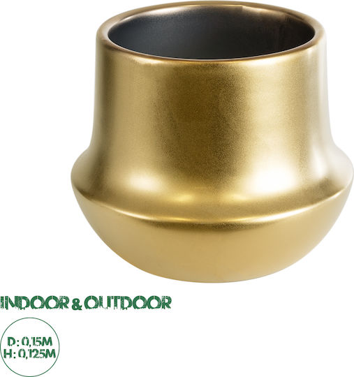 GloboStar Kerkyra Übertopf Keramik Gold 15x15x12.5εκ.