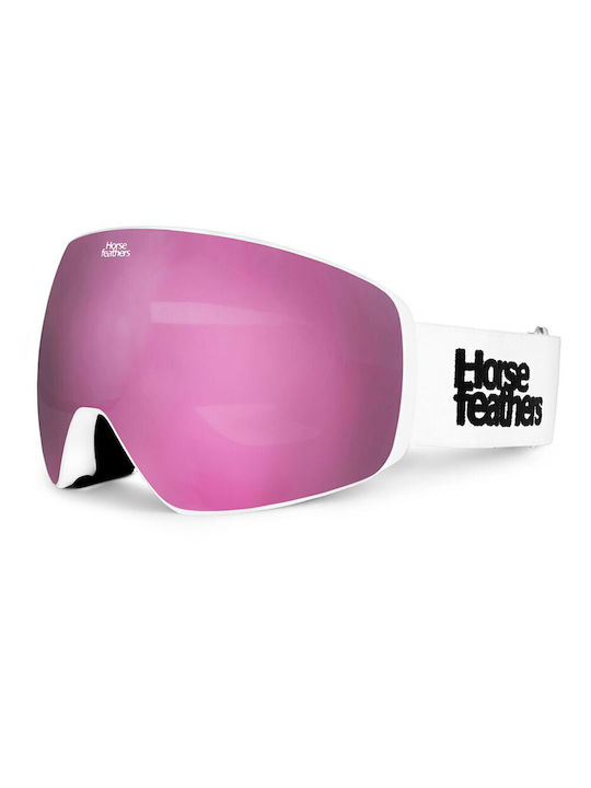 Horsefeathers Ski- und Snowboardbrille für Erwachsene in Weiß mit rosafarbenem Spiegelglas