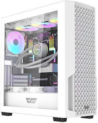 Darkflash DF2100 Gaming Midi Tower Computer Case with Window Panel and RGB Lighting White