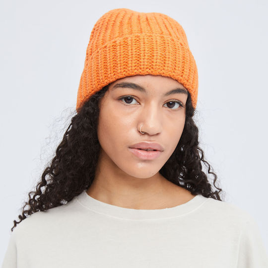 Beanie Unisex Beanie Knitted in Orange color
