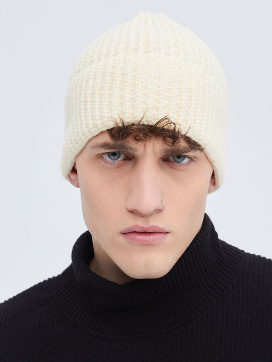 Aristoteli Bitsiani Beanie Unisex Σκούφος Πλεκτός σε Εκρού χρώμα