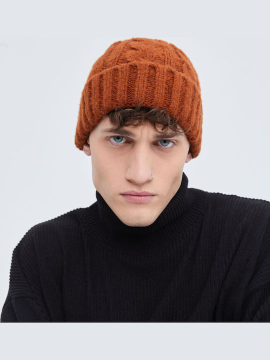 Beanie Unisex Σκούφος Πλεκτός σε Καφέ χρώμα