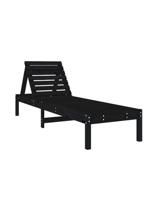 Deckchair Double Wooden Black 2pcs 199.5x60x74cm.