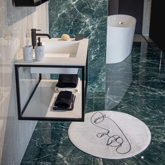 Estia Bath Mat Cotton Line Art 02-18092 White 80x80 cm Estia Bath Mat Cotton Line Art 02-18092 White 80x80 cm