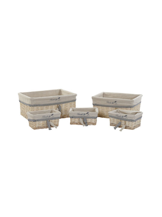 Set de coșuri decorative Din paie cu mânere 5buc DKD Home Decor