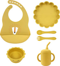 Queen Mother Feeding Set made of Silicone with Non-Slip Base Yellow 6pcs