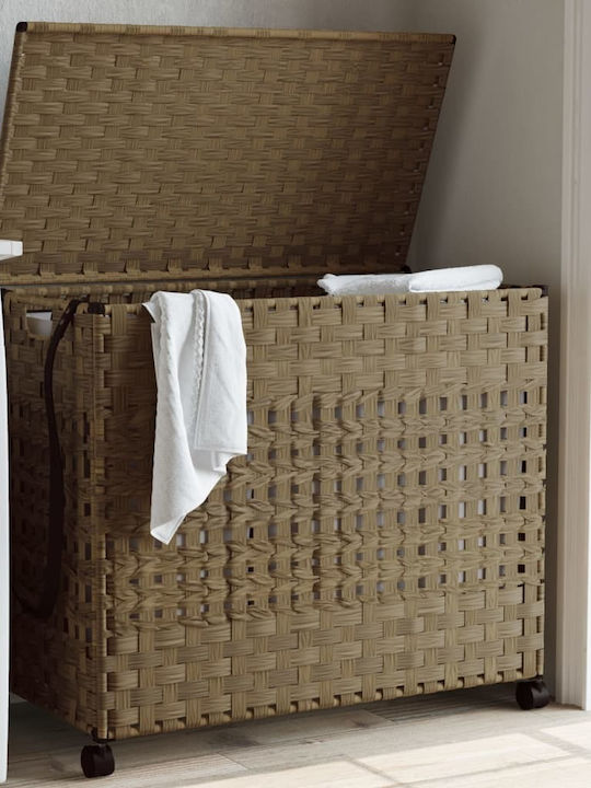 vidaXL Collapsible Fabric Laundry Basket with Lid 66x35x60cm Brown