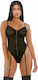 Forplay Nightly Hook Up Teddy Sexy Κορμάκι με Διαφάνεια & Ζαρτιέρες Μαύρο