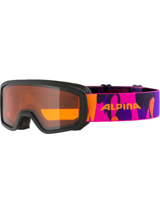 Alpina Μάσκα Σκι & Snowboard Ενηλίκων Μαύρη με Φακό Polarized σε Μαύρο Χρώμα