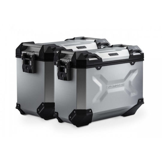 SW-Motech Aluminium Motorcycle Hard Side Case Set 45lt in Silver Colour