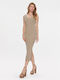 Guess Midi Evening Dress with Slit Beige