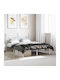 Double Metal Bed White with Slats for Mattress 135x190cm