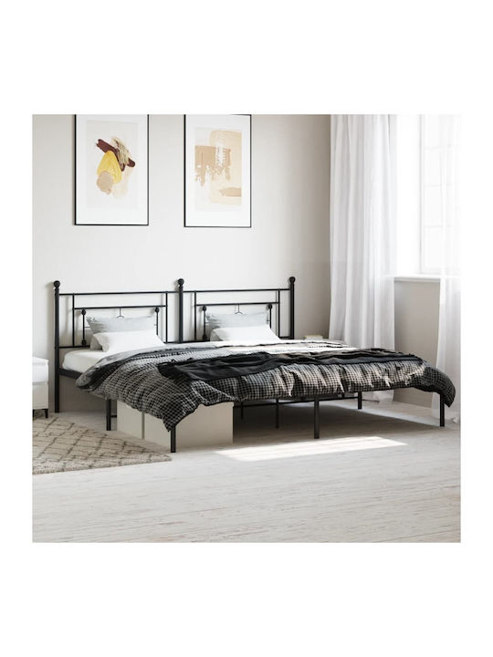 Κρεβάτι King Size Μεταλλικό Μαύρο με Τάβλες για Στρώμα 190x200cm