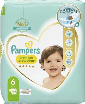 Pampers Scutece cu bandă adezivă Premium Protection Premium Care Nr. 6 pentru 13+ kgkg 32buc