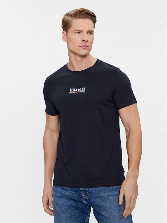 Tommy Hilfiger Small T-shirt Bărbătesc cu Mânecă Scurtă Albastru închis