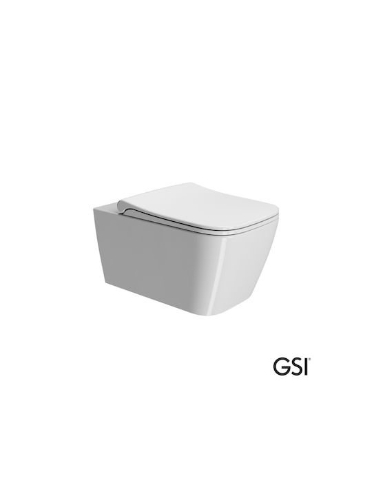 GSI Swirl Λεκάνη Κρεμαστή Rimless με Κάλυμμα Soft Close Λευκή