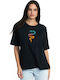 Women's Summer Blouse Short Sleeve Black (RVB/ BLACK)