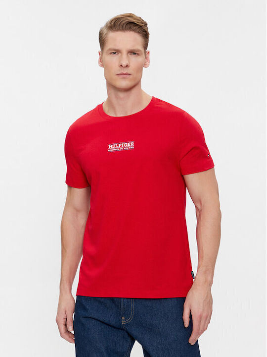 Tommy Hilfiger Small Ανδρικό T-shirt Κοντομάνικο Κόκκινο
