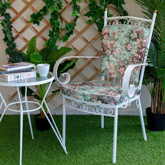 Be Comfy Garden Chair Cushion with Backrest Petrol Floral 45x48cm