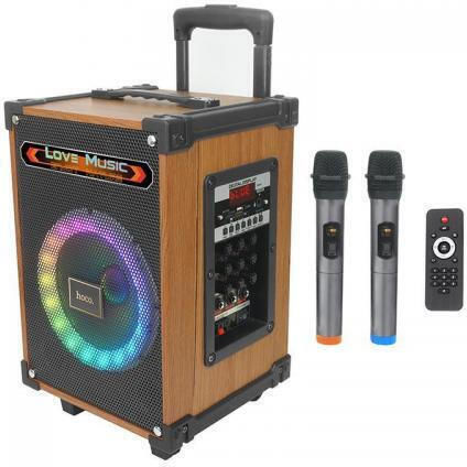 Hoco Sistem Karaoke cu Microfoane Fără Fir HA2 HC-HA2WOOD în Culoare Maro