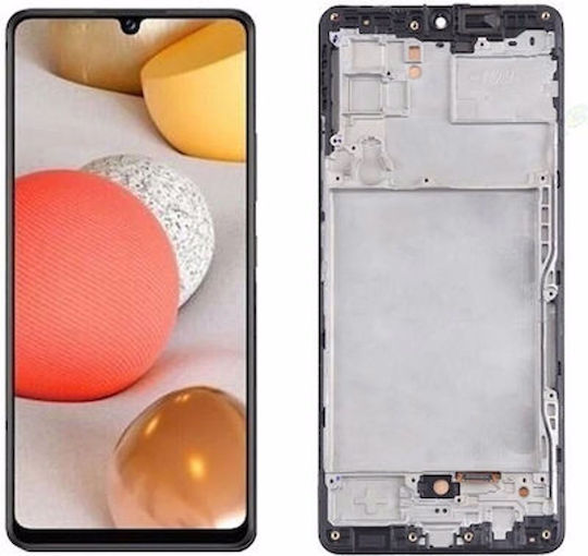 OLED Screen with Touch Mechanism and Frame for Galaxy A42 5G Black