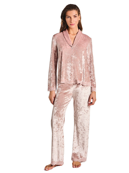 Lida Winter Women's Pyjama Set Velvet Nude.