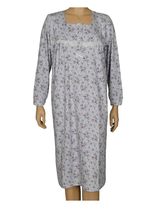 Koyote Women's Winter Cotton Nightgown Grey