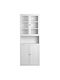 Floor-Standing Living Room Display Cabinet in White Metal with Glass 80x35x200cm