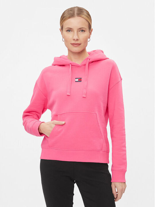 Tommy Hilfiger Badge Women's Hooded Sweatshirt Pink