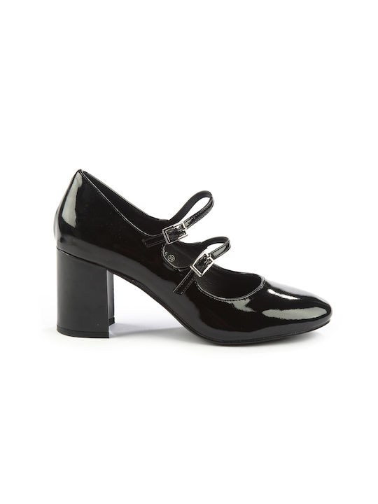 Fshoes Patent Leather Black Medium Heels