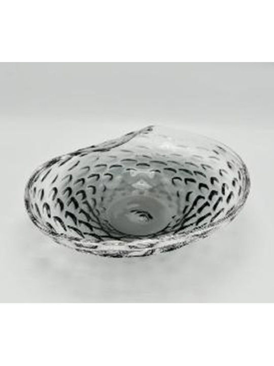 Iliadis Glass Decorative Platter Transparent-Black 48x35x15cm