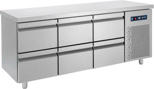 Bambas Frost Edelstahl Kühltisch 431Es mit 6 Schubladen und Kühlaggregat 0/+10°C L185xB70xH85cm