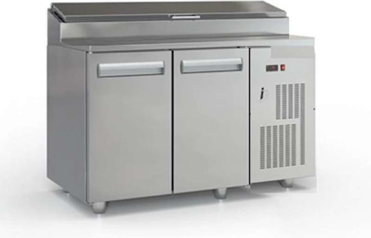Inox Dobros Edelstahl Kühltisch Salat mit 2 Türen und Kühlaggregat L135xB70xH126cm