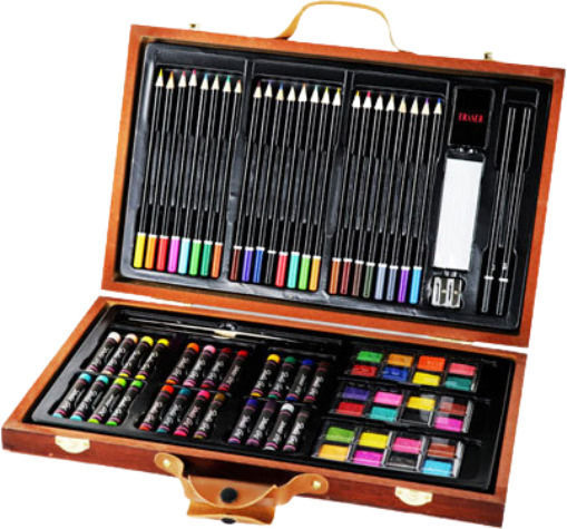 Painting Set in Case Wooden 37x23cm 79pcs