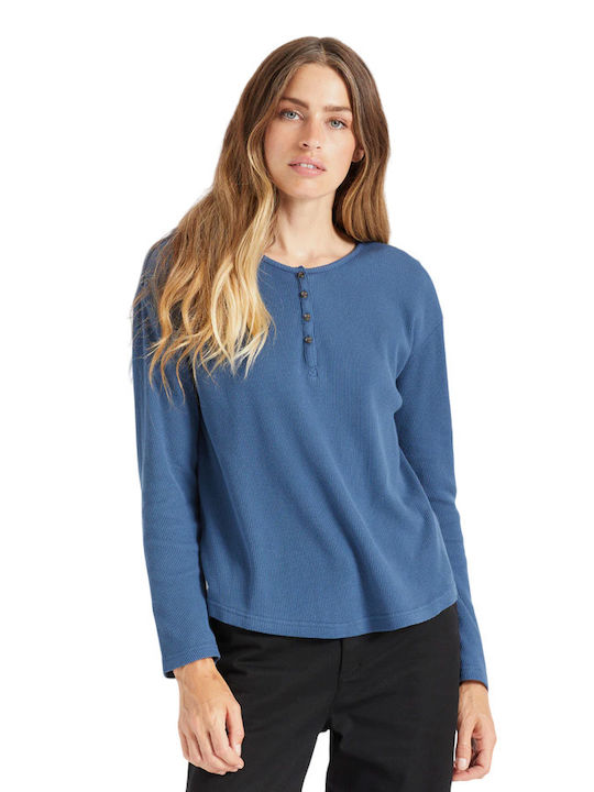 Brixton Damen Bluse Baumwolle Langärmelig Blau