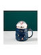 BLUE CHRISTMAS MUG WITH SNOWBALL