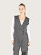 Innocent Long Women's Vest with Buttons Γκρι